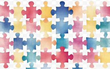 A colorful abstract puzzle piece pattern in soft watercolor shades.