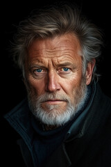 Fototapeta premium Close-up of a senior gentleman showcasing inner strength and confidence.