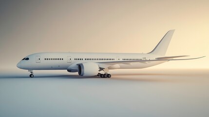 A pure with Boeing 787 no logo take-off isolated side view