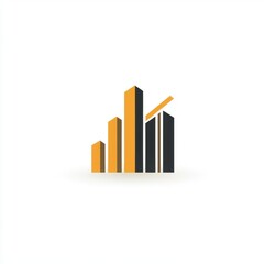Stylized bar graph in black and orange, representing business growth and financial success.