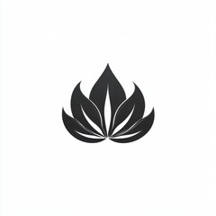 Stylized black lotus flower design on a white background, symbolizing purity and enlightenment.