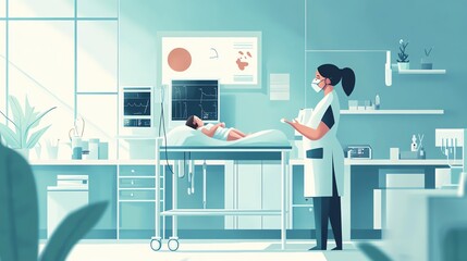 Detailed illustration of Mother Baby in a modern medical setting showcasing essential practices--ar 16:9