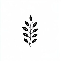 Fototapeta premium Stylized black leaf illustration on a white background, perfect for nature-inspired designs.