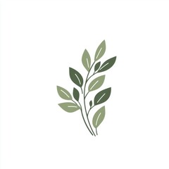Fototapeta premium Stylized green leaves illustration on a clean white background, conveying freshness and nature.