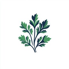 Fototapeta premium A vibrant green leaf illustration featuring a symmetrical arrangement of foliage on a minimalistic white background.