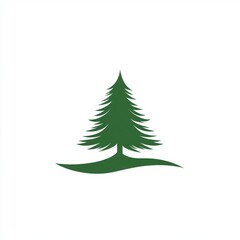 Obraz premium Green silhouette of a coniferous tree on a simple background.