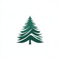 Obraz premium Stylized green pine tree illustration on a white background, perfect for holiday themes.