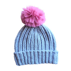 a blue beanie with a pink pom pom PNG image, PNG file, Generative art.