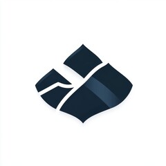 Stylized abstract logo in deep blue with smooth curves and sleek lines.