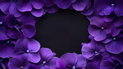 Deep Purple Petals Form A Circular Frame Around A Dark Background