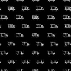 Logistics delivery truck icon isolated seamless pattern on black background