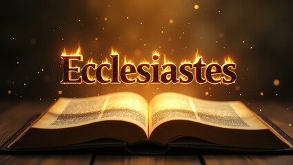 The name ecclesiastes floats gracefully a couple of inches above the open pages of an ancient Bible, as though it is levitating in mid-air