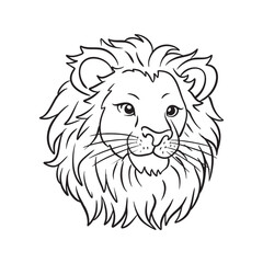 Line art Cute Lion for Kids Coloring Page