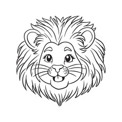 Obraz premium Line art Cute Lion for Kids Coloring Page