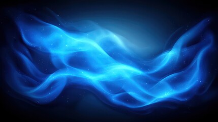 Fototapeta premium Ethereal Blue Waves of Light with a Dark Background for Design