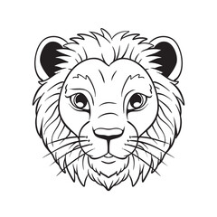 Line art Cute Lion for Kids Coloring Page