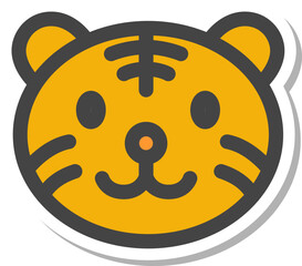 Obraz premium ステッカー風動物の単品アイコン トラ