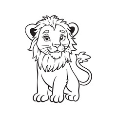 Line art Cute Lion for Kids Coloring Page