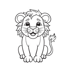 Line art Cute Lion for Kids Coloring Page