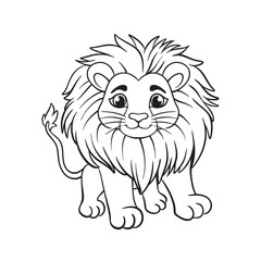 Line art Cute Lion for Kids Coloring Page