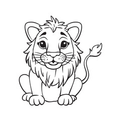 Line art Cute Lion for Kids Coloring Page