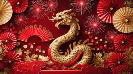 Obraz premium vibrant chinese new year themed backgroun