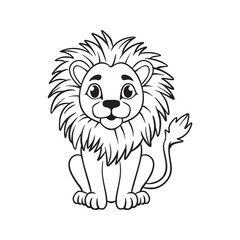 Line art Cute Lion for Kids Coloring Page