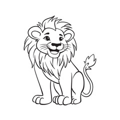 Line art Cute Lion for Kids Coloring Page