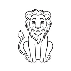 Line art Cute Lion for Kids Coloring Page