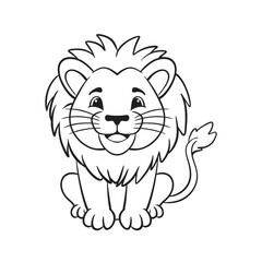 Line art Cute Lion for Kids Coloring Page