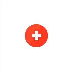 Fototapeta premium A red circle with a white medical cross symbol, representing healthcare and first aid.