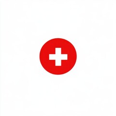Obraz premium A bold red circle featuring a white cross, symbolizing medical assistance and healthcare.