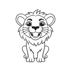 Line art Cute Lion for Kids Coloring Page