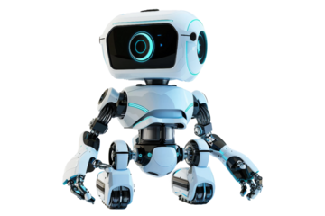 Advanced Service Robot Enhancing Efficiency in Hospitality and Customer Service Isolated on Transparent Background