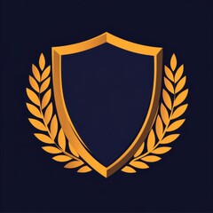 Obraz premium Stylized golden shield emblem with laurel wreath, symbolizing strength and achievement.