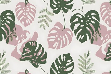 Pattern of Stylized Leaves in Various Colors.
