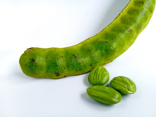 Parkia speciosa or bitter bean is also called pete, petai, a vegetable with a pungent odor