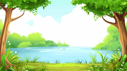 Obraz premium landscape with lake and forest