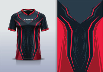 Sport jersey design template mockup sharp line for football soccer, running, esports, red black gray color © Nimpuna O