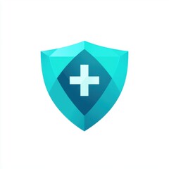 Fototapeta premium A modern teal shield graphic representing security and protection.