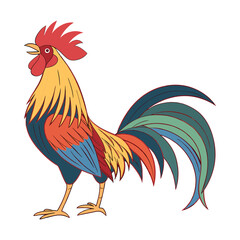 Colorful rooster illustration with vector style