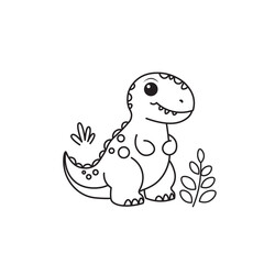 illustration of Black And White Coloring Book With Bold Lines, Cute Animal Dino