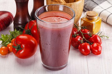 Fresh Tomato juice in the glass