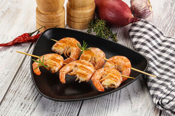 Grilled king prawn skewer snack