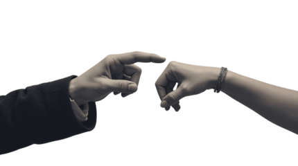 Romantic Touch of Hands Isolated on a Transparent Background.