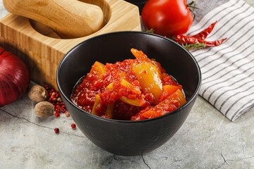 Homemade Lecho with tomato and paprika