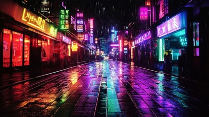 Experience the colorful nightlife where neon signs dominate the streets.