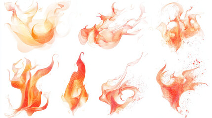 Set of fire flames isolated on white background as warning symbols, such logo. Vector version also available in gallery