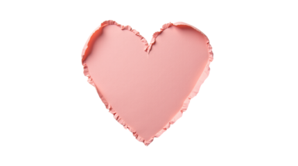 Pink Heart with Ruffled Edges Isolated on a Transparent Background.