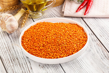 Raw red lentil for cooking
